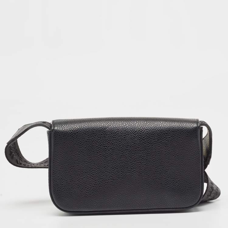 Pre Owned OFF-WHITE c/o Virgil Abloh Black/White Leather Flap Crossbody Bag
