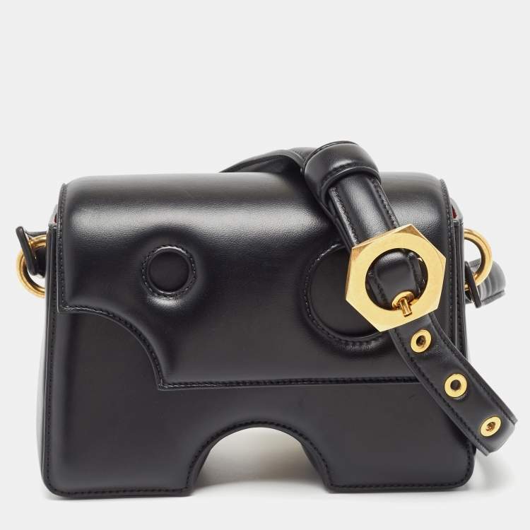 Pre Owned Off-White Black Leather Burrow 22 Crossbody Bag