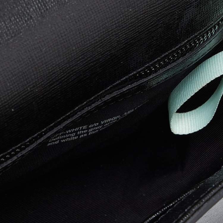 Pre Owned Off-White Black Leather Binder Clip Crossbody Bag