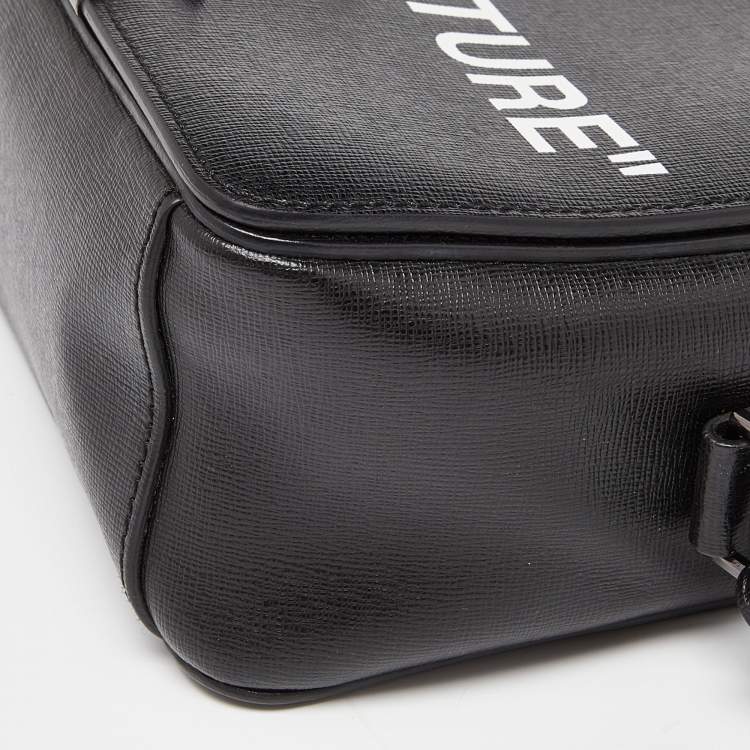 Pre Owned Off-White Black Leather Binder Clip Crossbody Bag