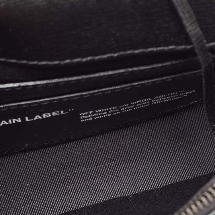 Pre Owned Off-White Black/White Diagonal Print Leather Mini Binder Clip Crossbody Bag