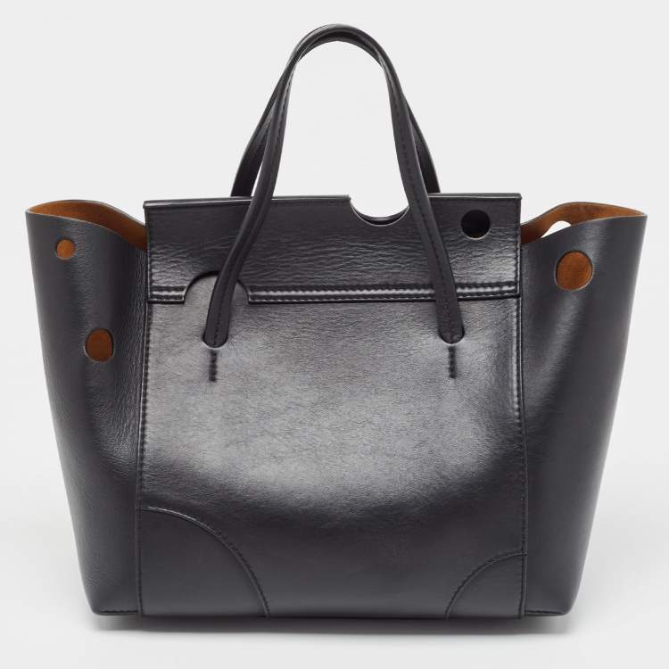 Pre Owned Off-White Black Leather Burrow 32 Tote