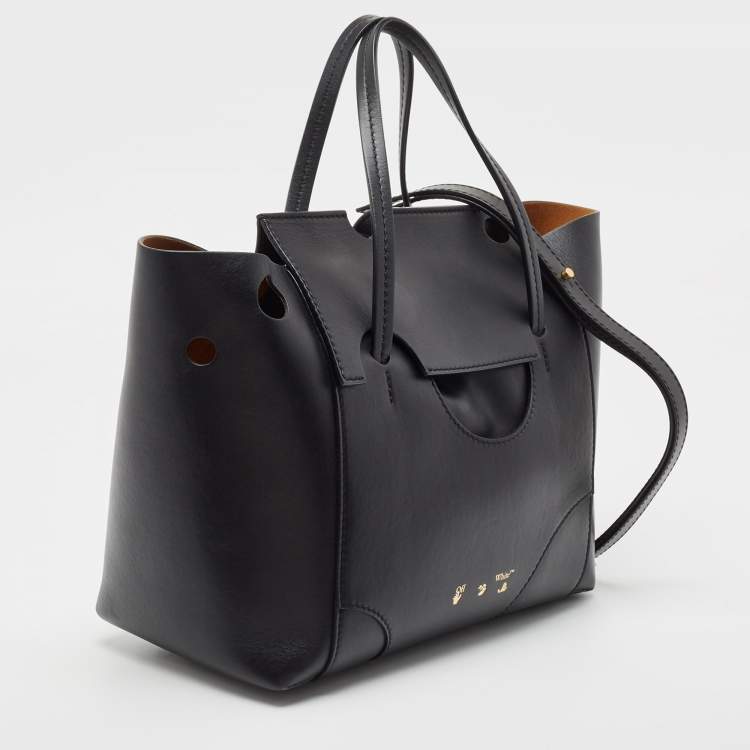 Pre Owned Off-White Black Leather Burrow 32 Tote