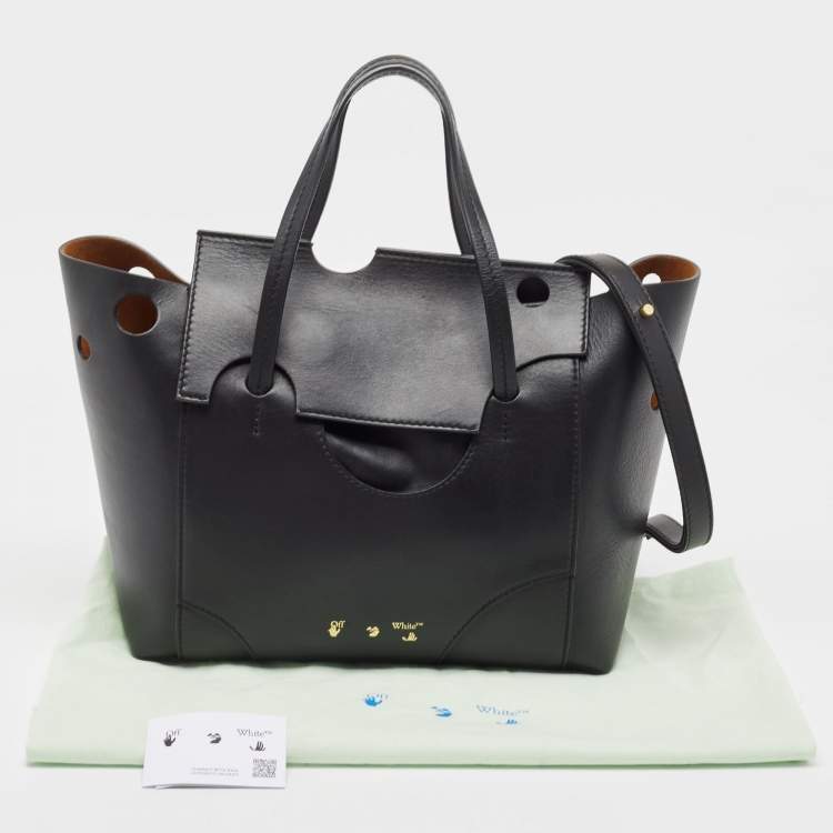 Pre Owned Off-White Black Leather Burrow 32 Tote