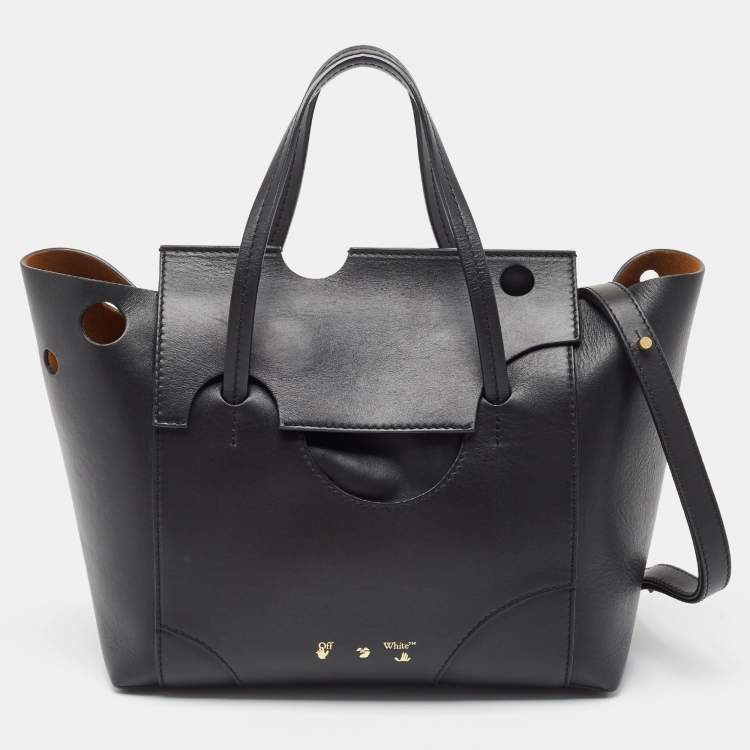 Pre Owned Off-White Black Leather Burrow 32 Tote