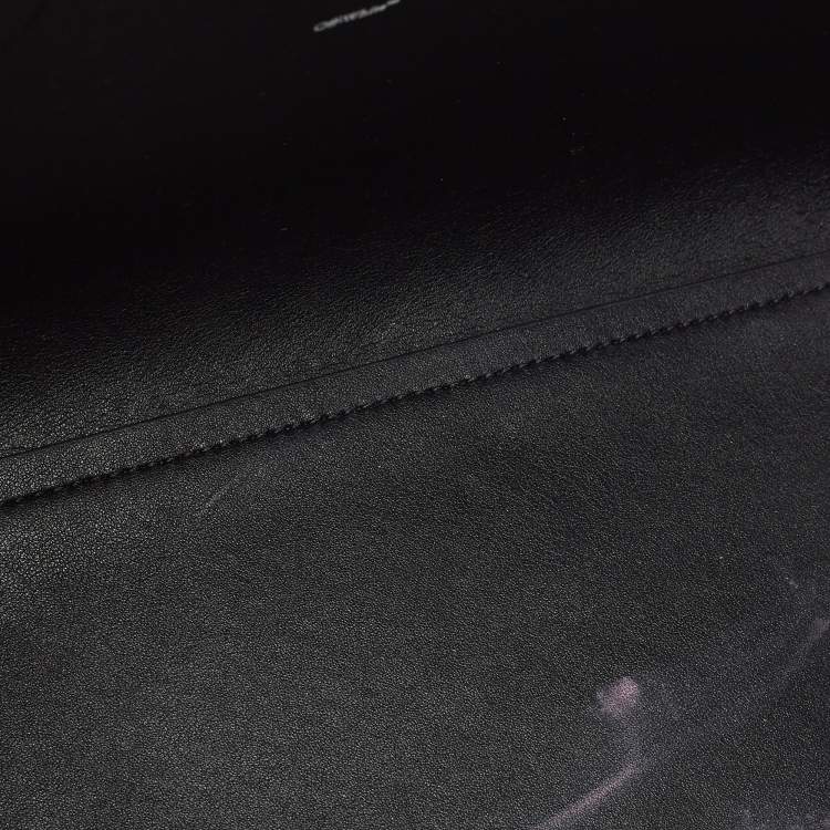 Pre Owned Off-White Black/White Diagonal Print Leather Binder Tote