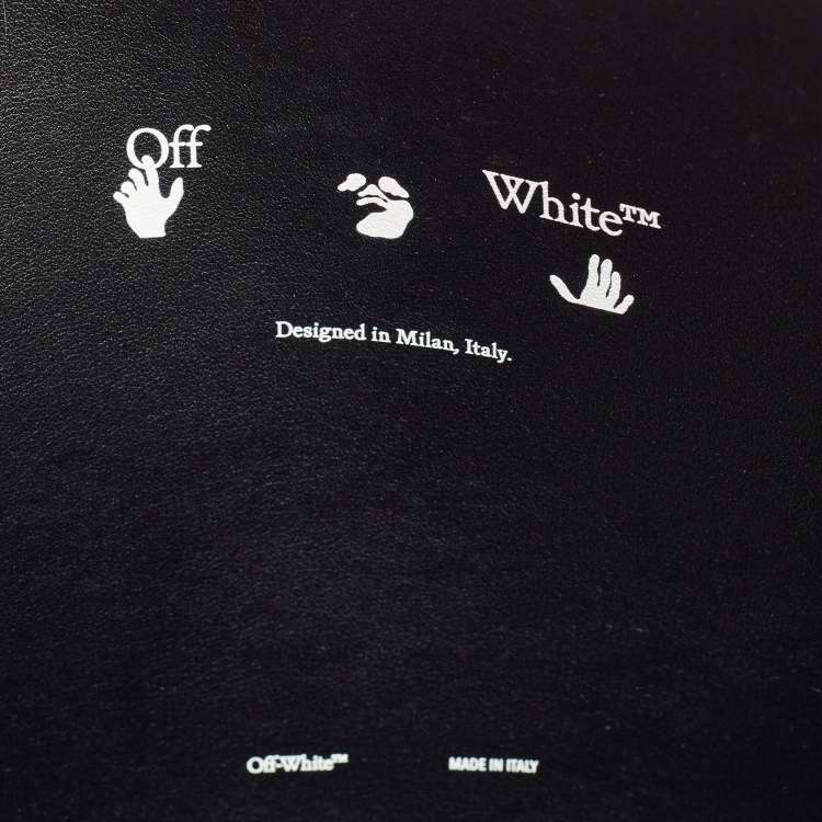 Pre Owned Off-White Black/White Diagonal Print Leather Binder Tote