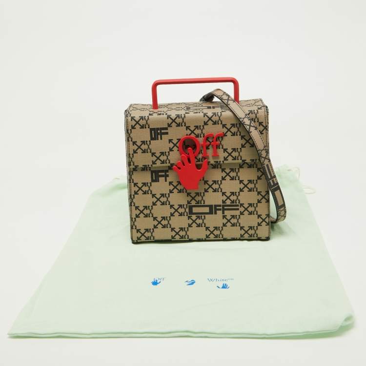 Pre Owned Off-White Brown/Black Chuck Signature Coated Canvas Box Bag