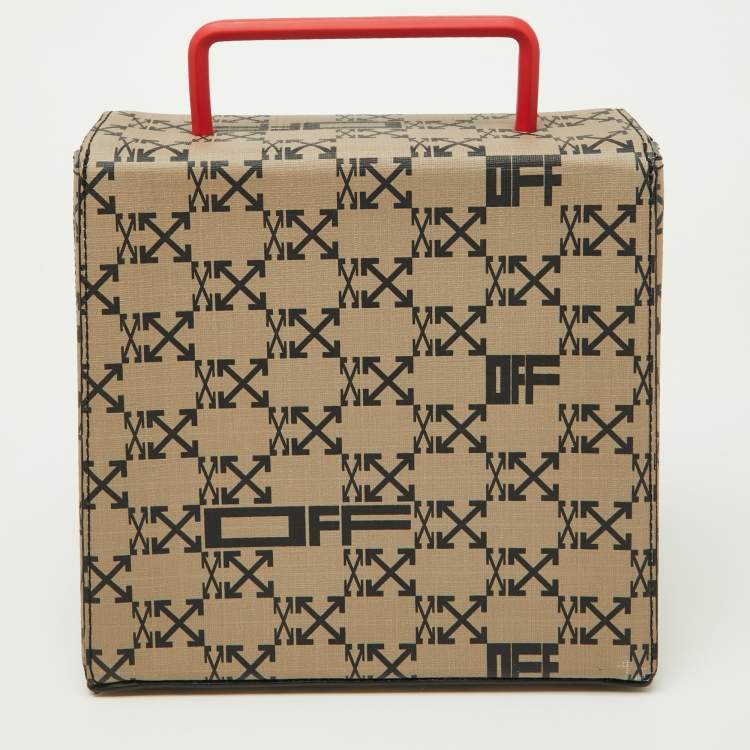 Pre Owned Off-White Brown/Black Chuck Signature Coated Canvas Box Bag
