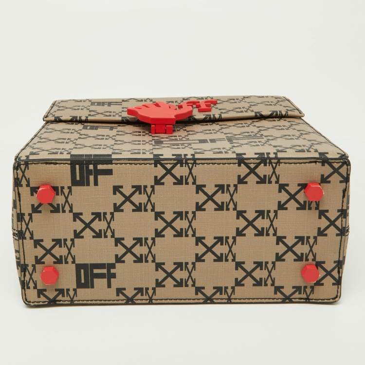 Pre Owned Off-White Brown/Black Chuck Signature Coated Canvas Box Bag