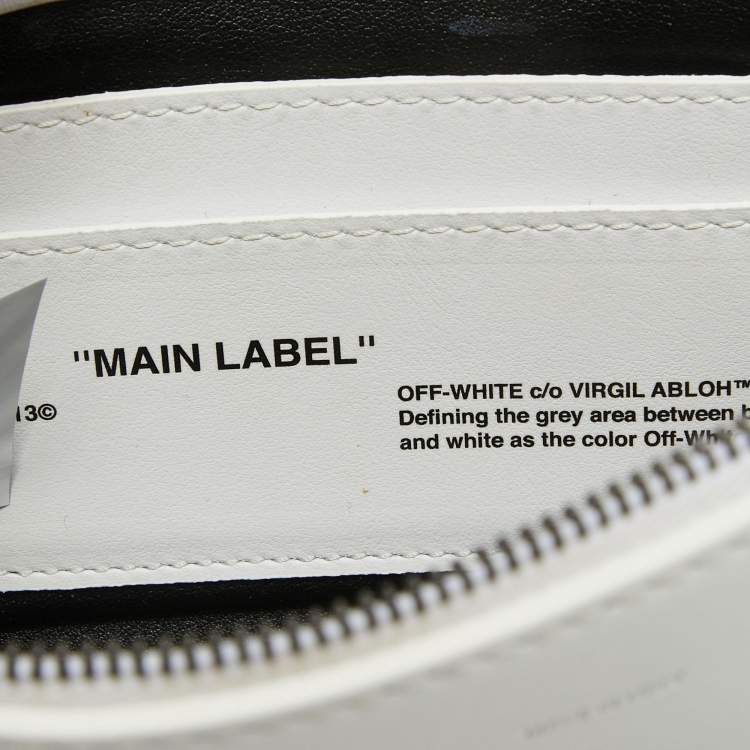 Pre Owned Off-White White Marble Leather Binder Clip Crossbody Bag