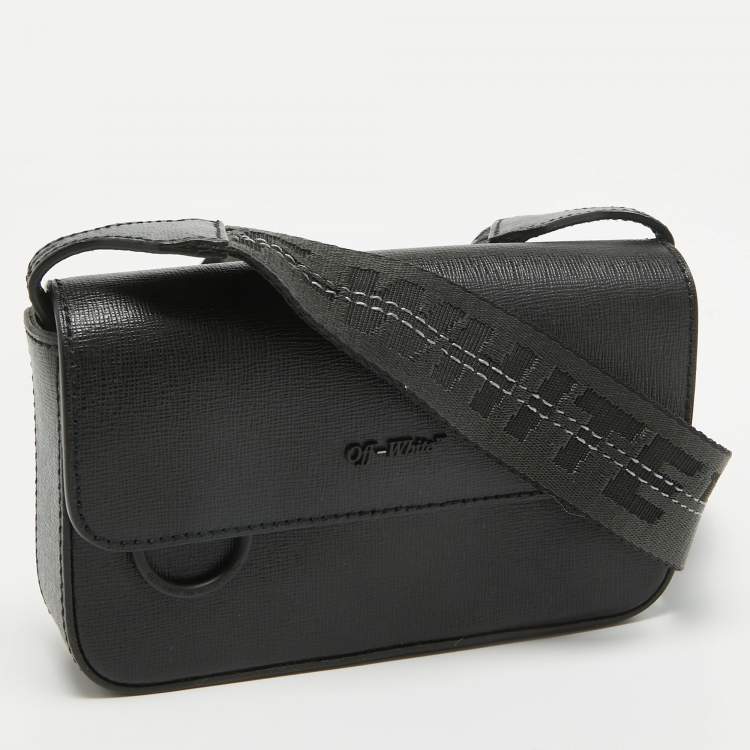 Pre Owned Off-White Black Leather Mini Flap Crossbody Bag