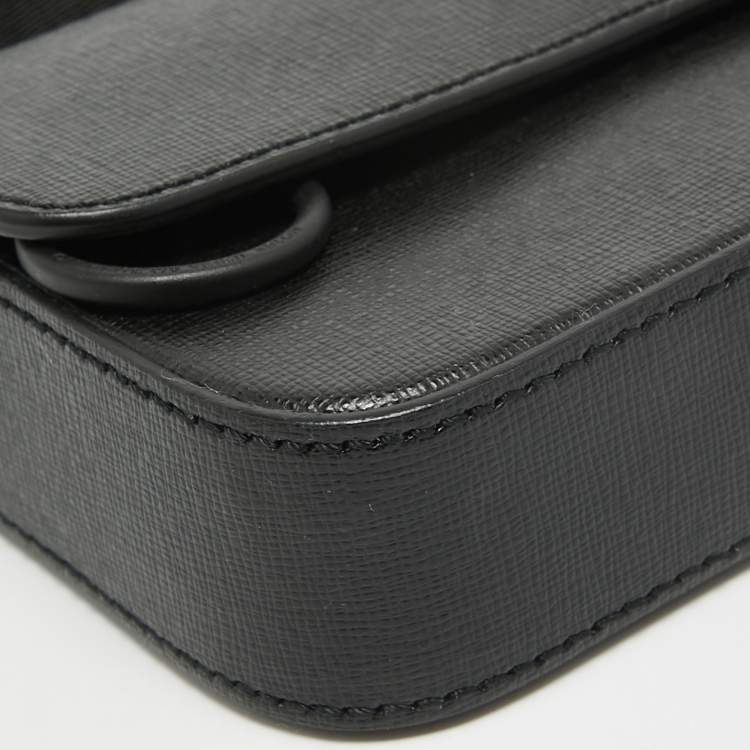 Pre Owned Off-White Black Leather Mini Flap Crossbody Bag