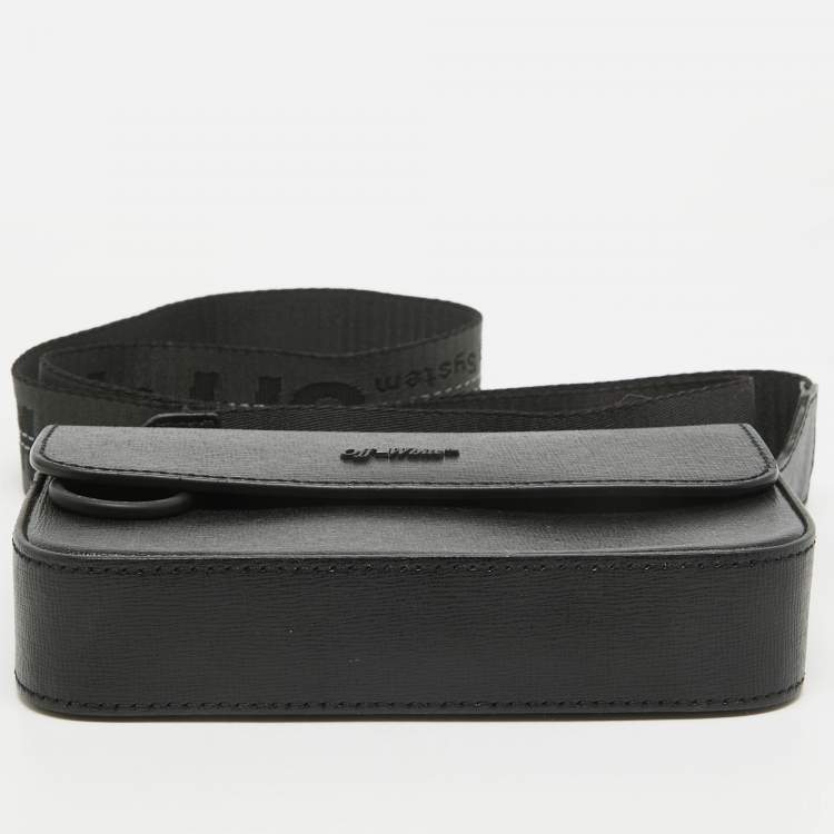 Pre Owned Off-White Black Leather Mini Flap Crossbody Bag