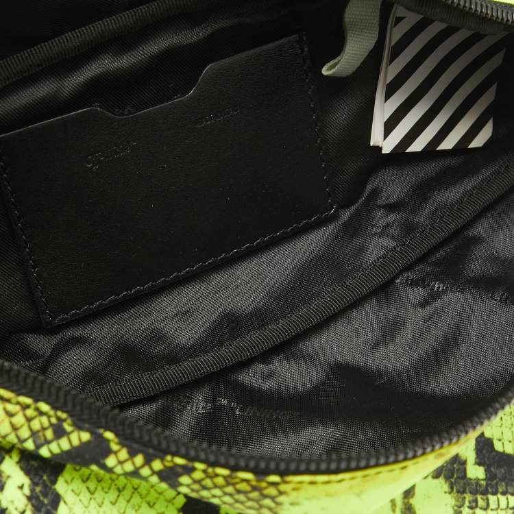 Pre Owned Off-White Neon Green/Black Python Print Nylon Fanny Pack Belt Bag
