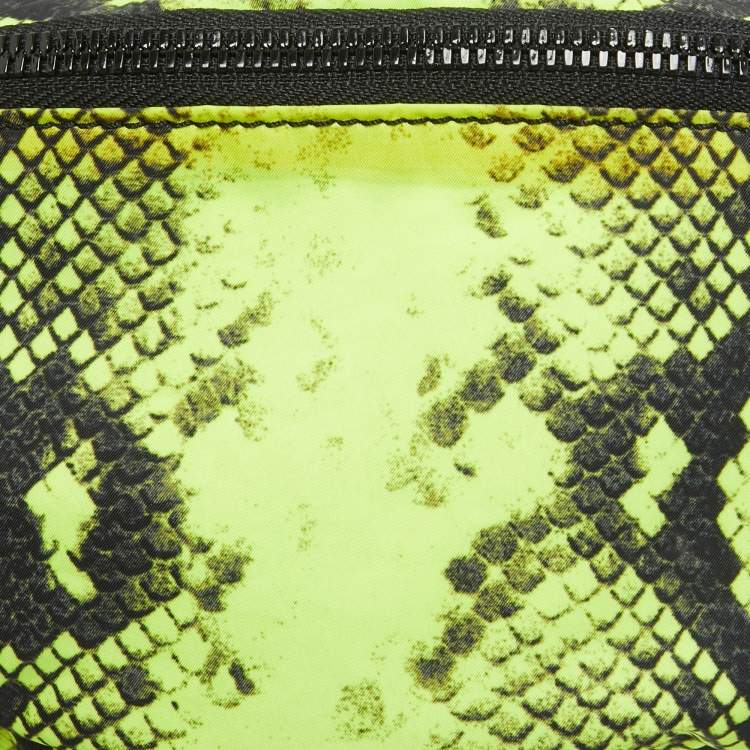 Pre Owned Off-White Neon Green/Black Python Print Nylon Fanny Pack Belt Bag