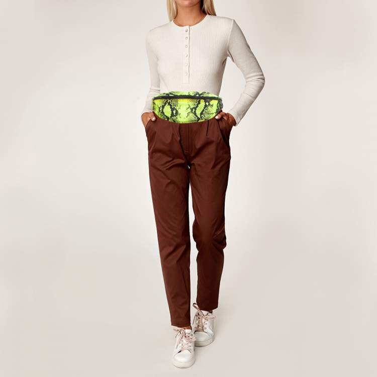 Pre Owned Off-White Neon Green/Black Python Print Nylon Fanny Pack Belt Bag
