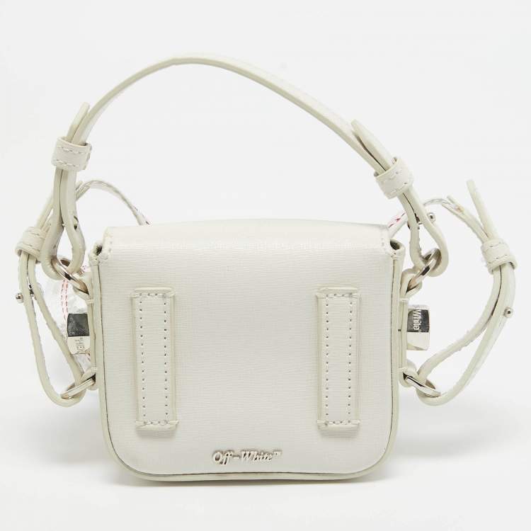 Pre Owned Off-White White/Black Leather Baby Binder Clip Crossbody Bag