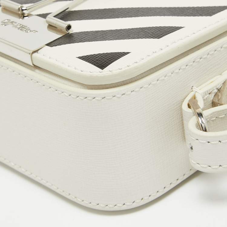 Pre Owned Off-White White/Black Leather Baby Binder Clip Crossbody Bag