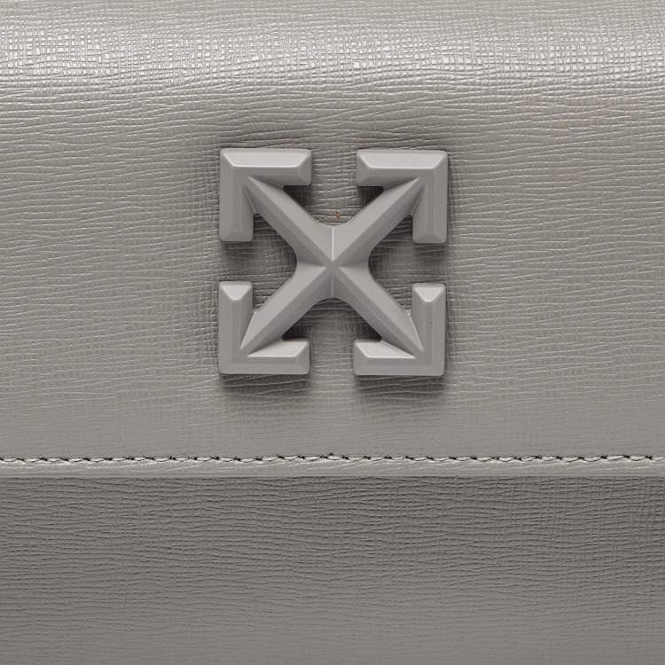 Pre Owned Off-White Grey Leather Jitney Belt Bag