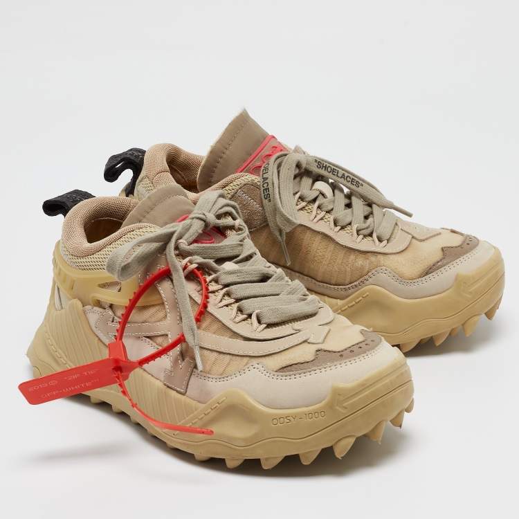 Pre Owned Off-White Beige Mesh and Leather Odsy-1000 Sneakers Size 37