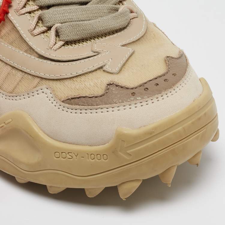 Pre Owned Off-White Beige Mesh and Leather Odsy-1000 Sneakers Size 37