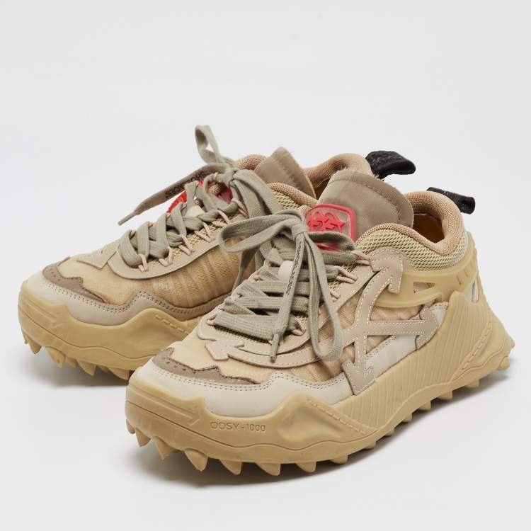 Pre Owned Off-White Beige Mesh and Leather Odsy-1000 Sneakers Size 37