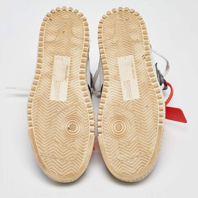 Pre Owned Off-White Black/White Croc Embossed and Canvas Off Court 3.0 High Top Sneakers Size 38