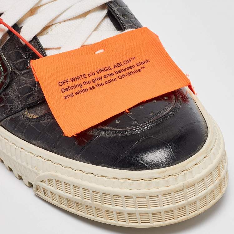 Pre Owned Off-White Black/White Croc Embossed and Canvas Off Court 3.0 High Top Sneakers Size 38