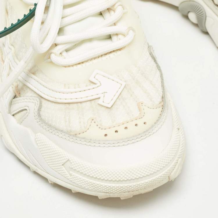 Pre Owned Off-White White Mesh and Leather Odsy-2000 Sneakers Size 37