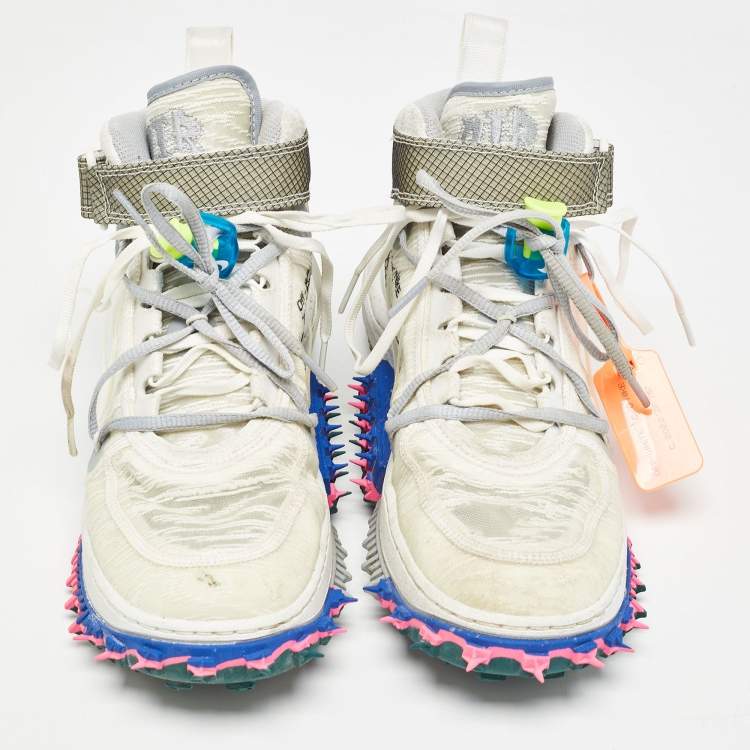 Pre Owned Nike x Off-White White/Grey Lace and Fabric  Air Force 1 High Top Trainers Sneakers Size 40.5