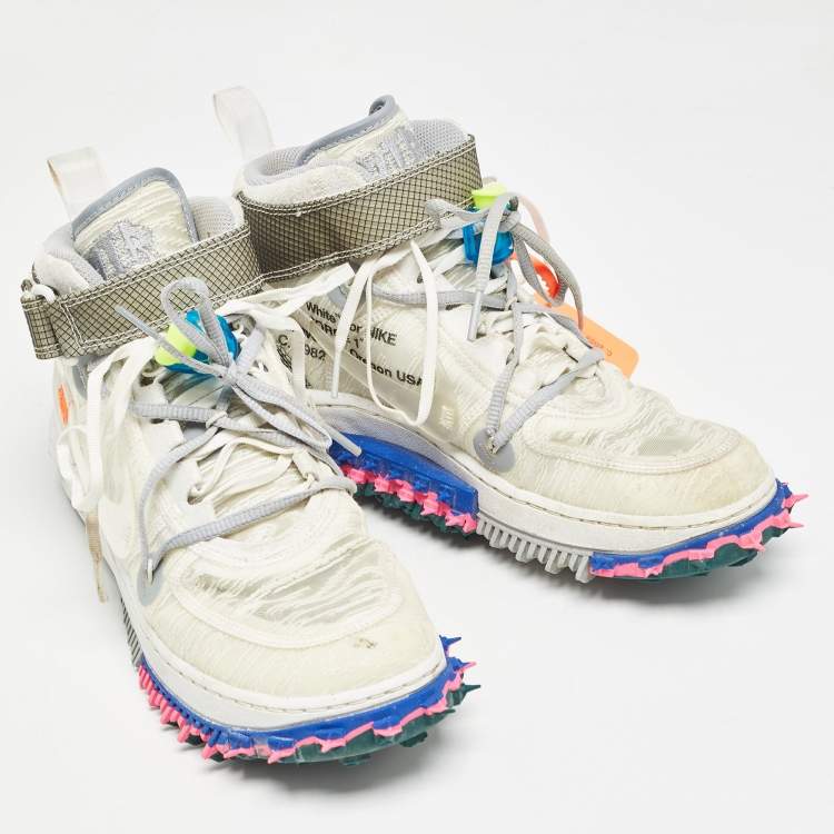 Pre Owned Nike x Off-White White/Grey Lace and Fabric  Air Force 1 High Top Trainers Sneakers Size 40.5