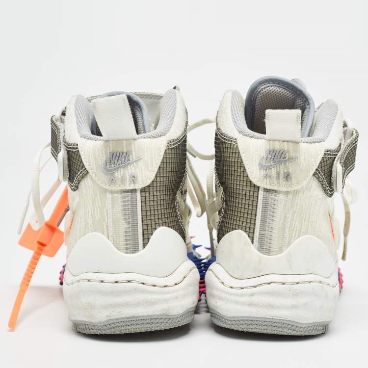 Pre Owned Nike x Off-White White/Grey Lace and Fabric  Air Force 1 High Top Trainers Sneakers Size 40.5