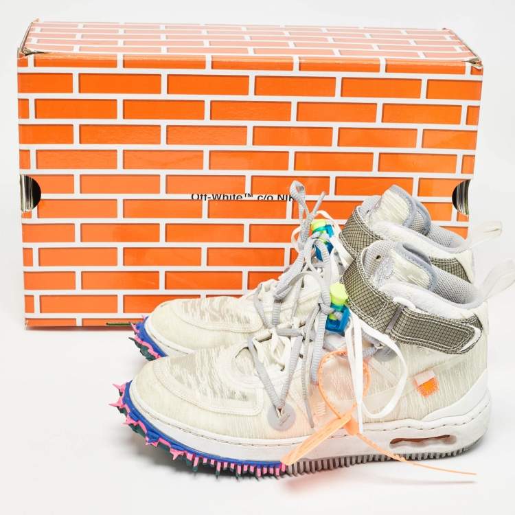 Pre Owned Nike x Off-White White/Grey Lace and Fabric  Air Force 1 High Top Trainers Sneakers Size 40.5