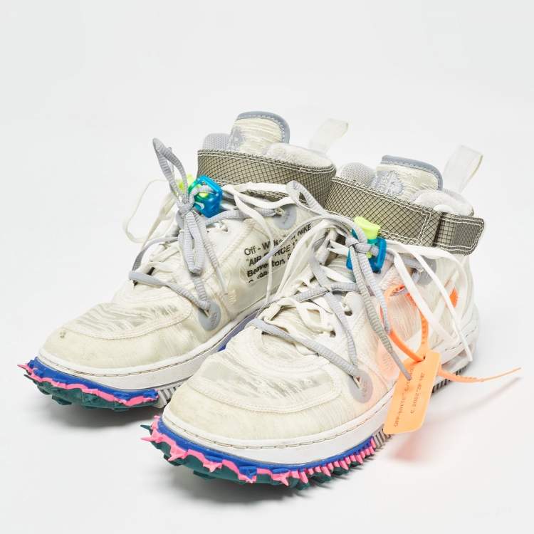 Pre Owned Nike x Off-White White/Grey Lace and Fabric  Air Force 1 High Top Trainers Sneakers Size 40.5