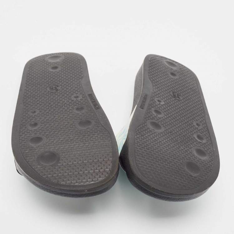 Pre Owned Off-White Two Town Leather Flat Slides Size 39 