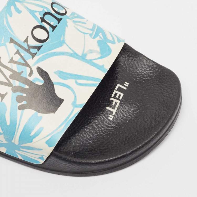 Pre Owned Off-White Two Town Leather Flat Slides Size 39 