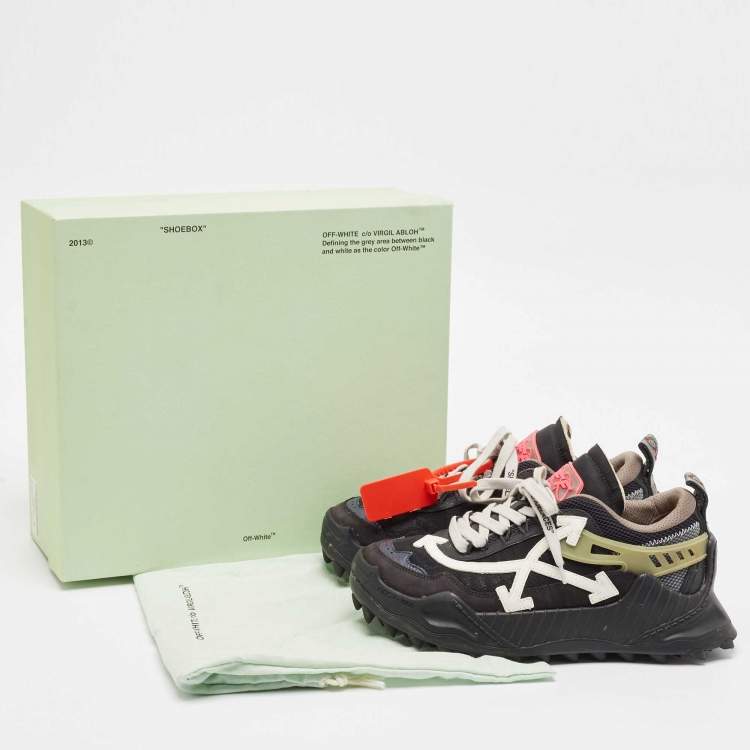 Pre Owned Off-White Black Leather and Mesh Odsy 1000 Lace Up Sneakers Size 39