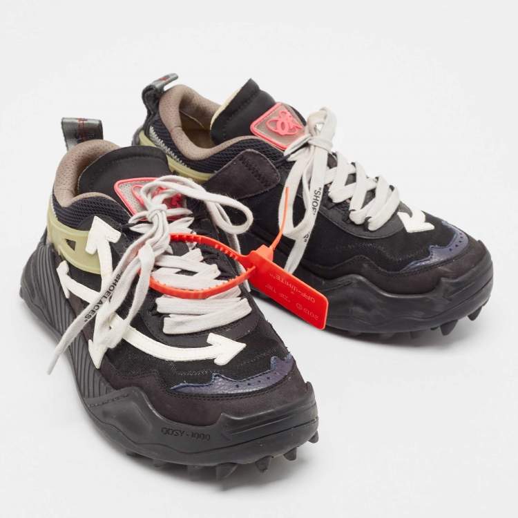 Pre Owned Off-White Black Leather and Mesh Odsy 1000 Lace Up Sneakers Size 39