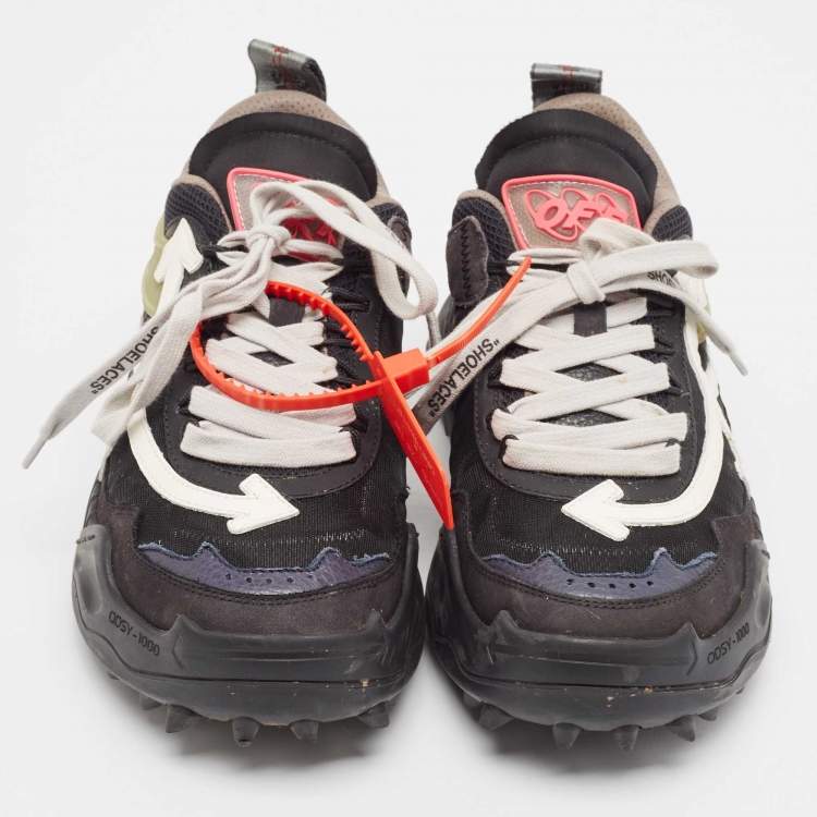 Pre Owned Off-White Black Leather and Mesh Odsy 1000 Lace Up Sneakers Size 39