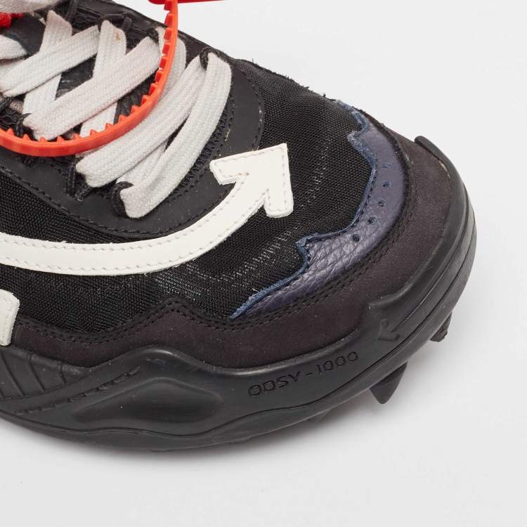 Pre Owned Off-White Black Leather and Mesh Odsy 1000 Lace Up Sneakers Size 39