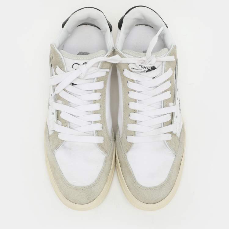 Pre Owned Off-White White/Grey Canvas and Suede 5.0 Low Top Sneakers Size 39