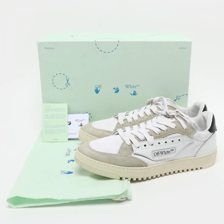 Pre Owned Off-White White/Grey Canvas and Suede 5.0 Low Top Sneakers Size 39