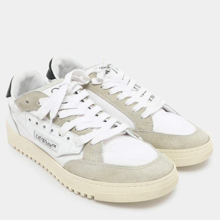 Pre Owned Off-White White/Grey Canvas and Suede 5.0 Low Top Sneakers Size 39