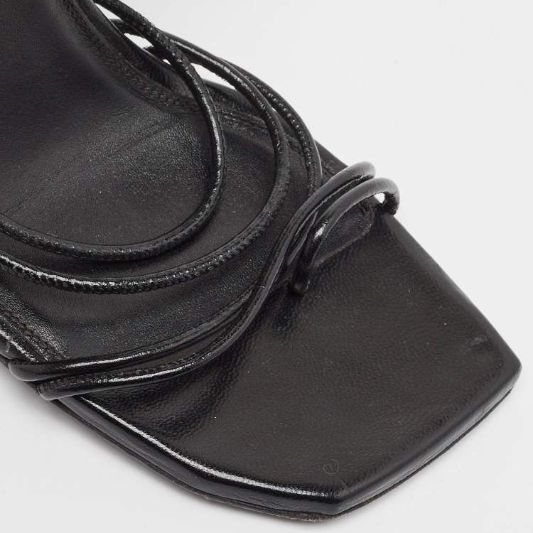 Pre Owned Off-White Black Leather Ankle Strap Sandals Size 37