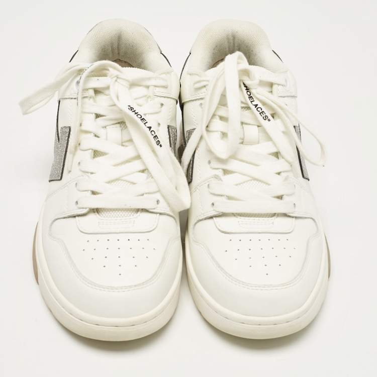 Pre Owned Off-White White Glitter Leather Out Of Office Lace Up Sneakers Size 39