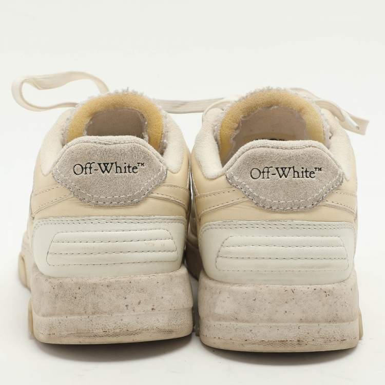 Pre Owned Off-White Cream Leather and Mesh Out Of Office Low Top Sneakers Size 38