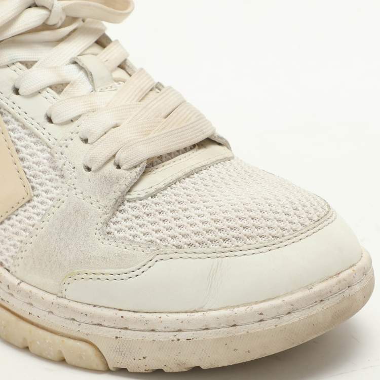 Pre Owned Off-White Cream Leather and Mesh Out Of Office Low Top Sneakers Size 38