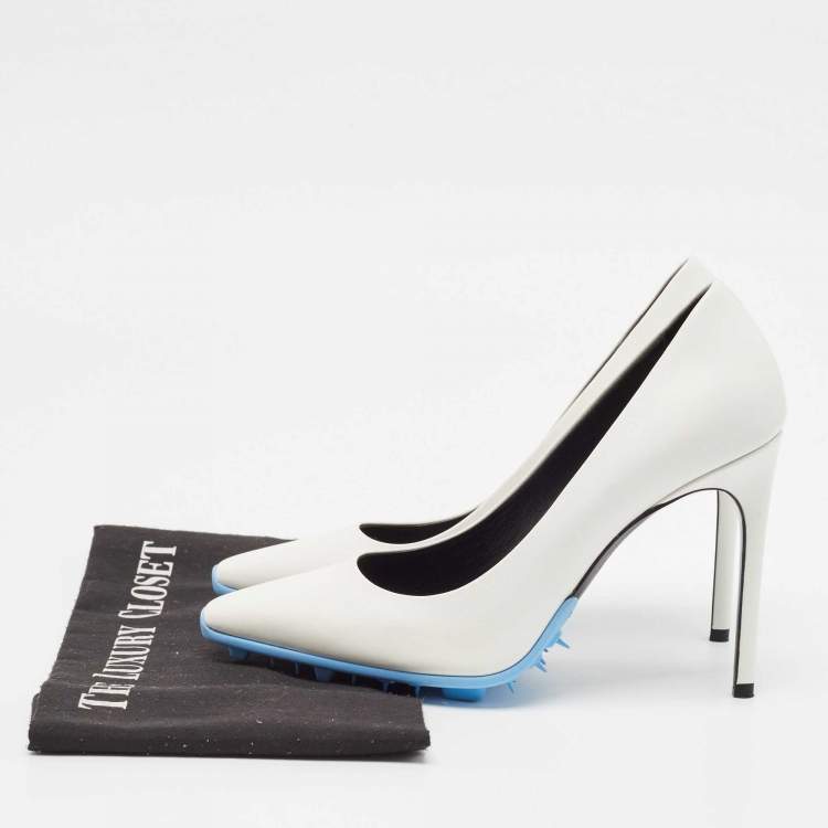 Pre Owned Off-White White Leather Pointed Toe Pumps Size 38