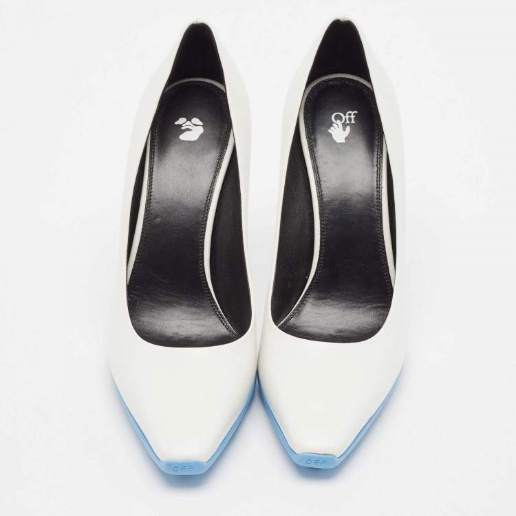 Pre Owned Off-White White Leather Pointed Toe Pumps Size 38